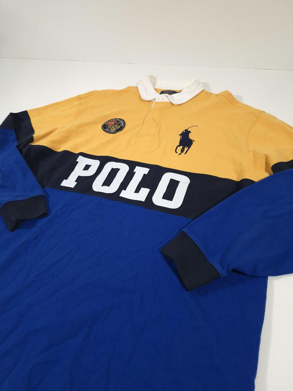 Polo Ralph Lauren Rugby Polo Shirt Men's 2XLT Blue Colorblock Big Pony Logo